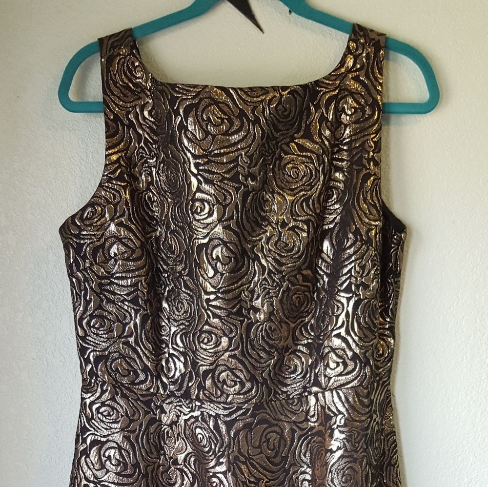 Tatyana! black & gold roses cocktail dress! NWT